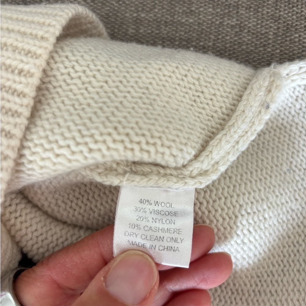 Pearl by Lela Rose Black Cream Yin Yang Wool Cashmere Blend oversized sweater S - Picture 10 of 10